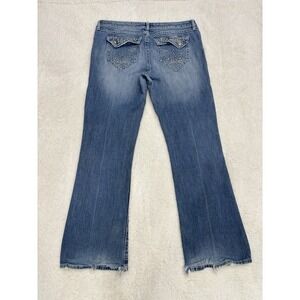 Rock 47 Wrangler Embellished Bootcut Jeans Sz 15/34 Distressed Hem Western